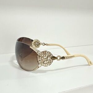 BVLGARI Beige Sunglasses with Gold Accents